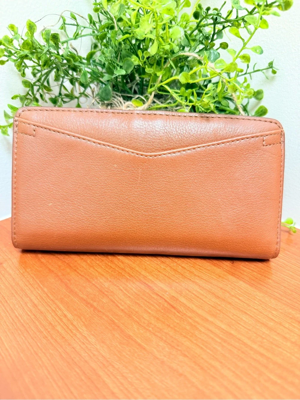 Fossil Liza Slim Bifold Clutch Wallet Brown Leather Bucket Leather Vintage EUC